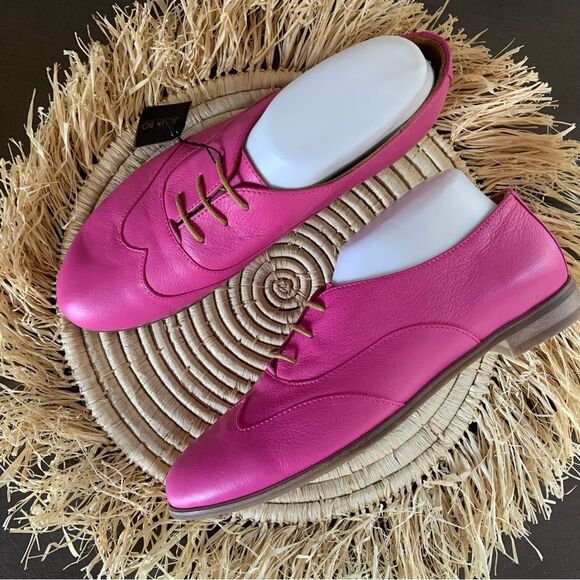 JULIA BO Magenta Pink Leather Limehouse Oxfords Beige Laces EU 40 - Picture 1 of 16